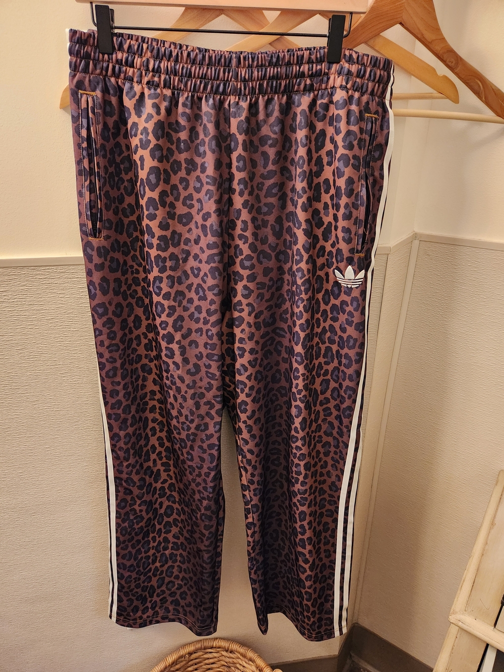 adidas brown and Black Leopard Print Track Pants